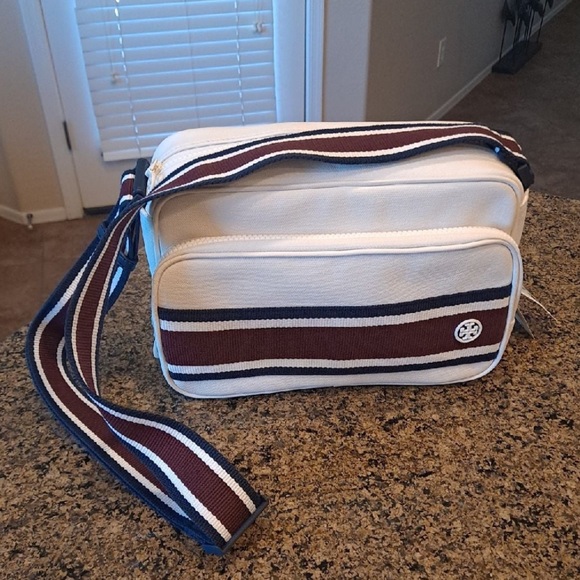 TORY BURCH CANVAS STRIPE CARGO CROSS-BODY - Picture 2 of 14